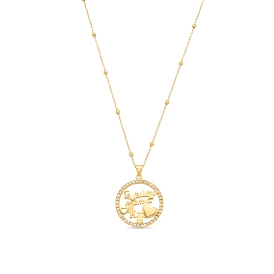 Luxenter 925 Sterling Silver Necklace with Brilliant-Cut Zirconia, 18k Yellow Gold Finish - Mama - Image 1