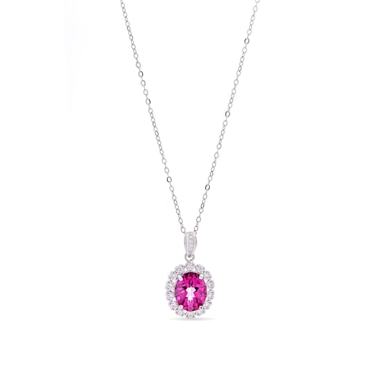 Luxenter 925 sterling zilveren ketting met natuurlijke roze topaas met rhodiumafwerking - Lirian - Image 1
