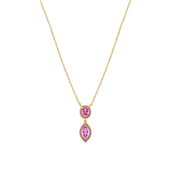 Luxenter Ketting van 925 sterling zilver en roze zirkonia met 18-karaats geelgoud afwerking - Ontary - Image 1