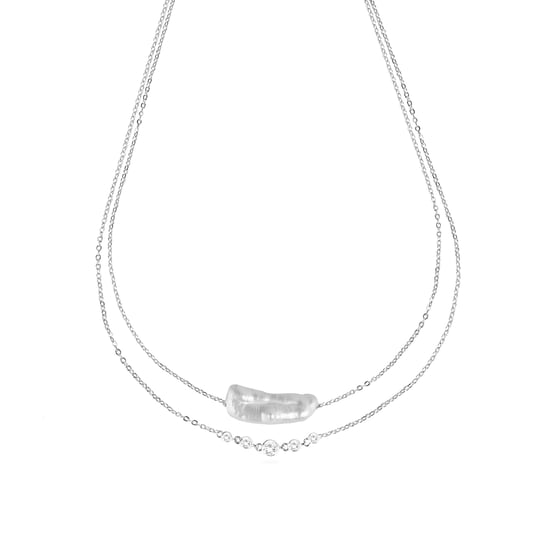 Luxenter Ketting van 925 sterling zilver en witte parel met rhodiumafwerking - Danysda - Image 1