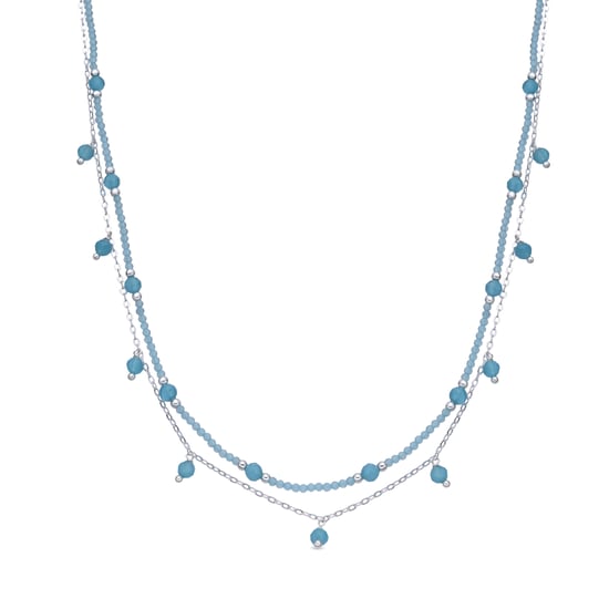 Luxenter Ketting met blauw glas en rhodiumafwerking - Aira - Image 1