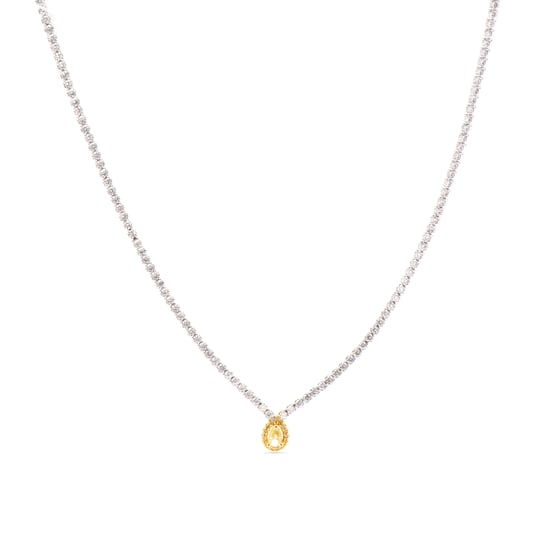 Luxenter Ketting van 925 sterling zilver en padparadscha met rhodiumafwerking - Lied - Image 1