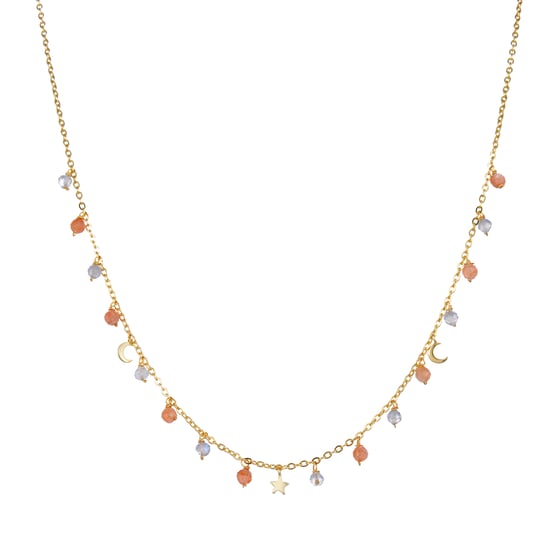 Luxenter 925 sterling zilveren ketting met grijs kristal afgewerkt met 18-karaats geelgoud - Sudla - Image 1