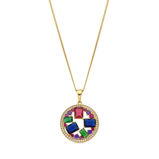 Luxenter Ketting met 18-karaats geelgouden afwerking en veelkleurige zirkonia - Auope - Image 1