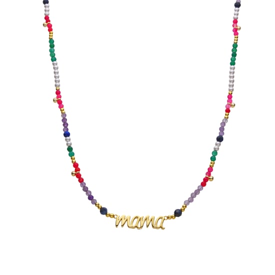 Luxenter Ketting van 925 sterling zilver en veelkleurig kristal met 18-karaats geelgouden afwerking - Mama - Image 1