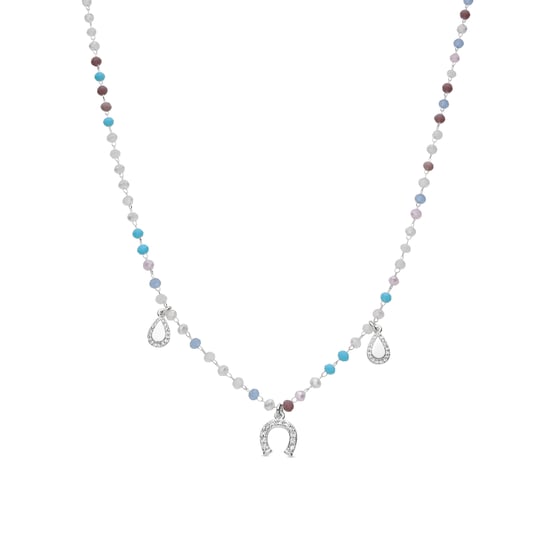 Luxenter Muince Airgid Steirling 925 agus Zirconia Uisce-gorm le bailchríoch Ródiam - Neusne - Image 1
