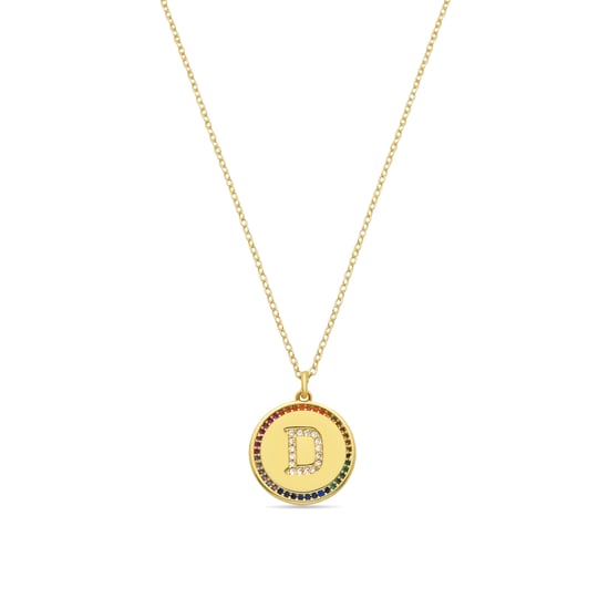 Luxenter Multicoloured Zirconia Necklace finished in 18K yellow gold - Alphabet - Image 1