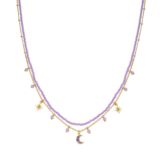 Luxenter Purple Crystal Necklace with 18k Yellow Gold Finish - Ayora - Image 1