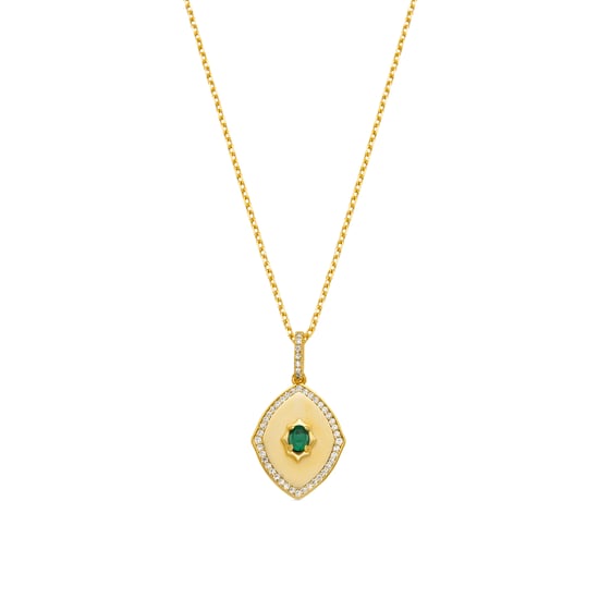 Luxenter 925 Sterling Silver and Emerald Zirconia Necklace with 18k gold finish - Emxy - Image 1