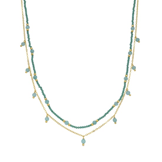 Luxenter Groene kristallen ketting met 18-karaats geelgouden afwerking - Aira - Image 1