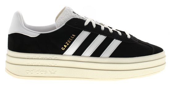 Adidas Originals Womens Trainers Gazelle Bold Leather Lace Up black white cream - Image 2
