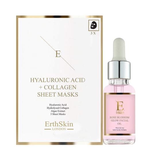Rosablommans Glöd Ansiktsolja 30ml + Hyaluronsyra & Kollagenmask - 3 Ark - Image 1