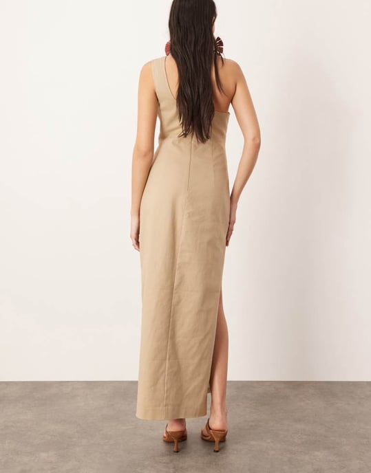 ASOS EDITION vågig maxiklänning med en axel i sten - Image 3