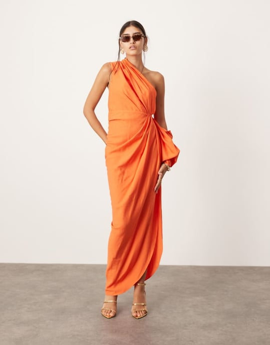 ASOS EDITION ultimate drapering maxiklänning i orange - Image 1