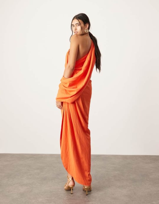 ASOS EDITION ultimate drapering maxiklänning i orange - Image 2
