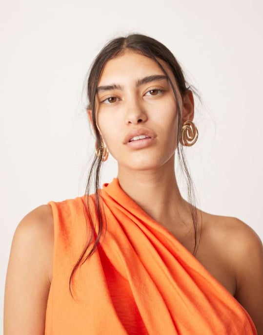 ASOS EDITION ultimate drapering maxiklänning i orange - Image 3