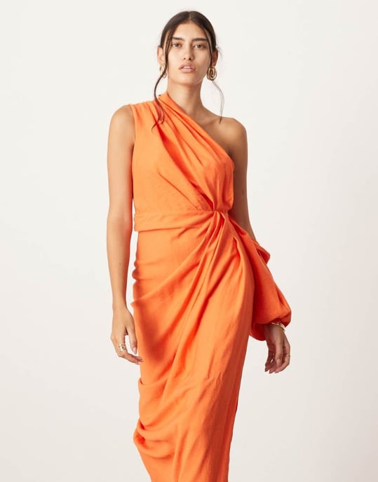 ASOS EDITION ultimate drapering maxiklänning i orange - Image 4