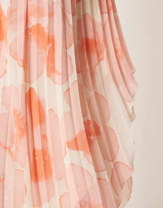 ASOS DESIGN frill layered asym pleat dress in watercolour floral print - Image 3
