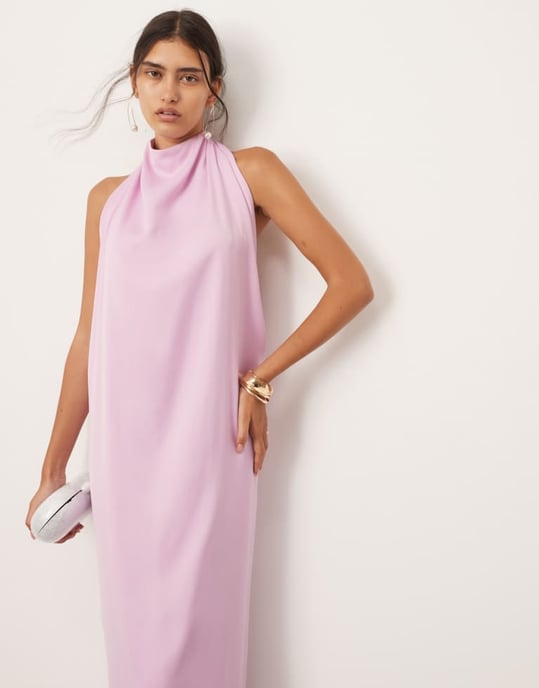 ASOS EDITION halterneck midiklänning med draperingsdetalj i lila - Image 2