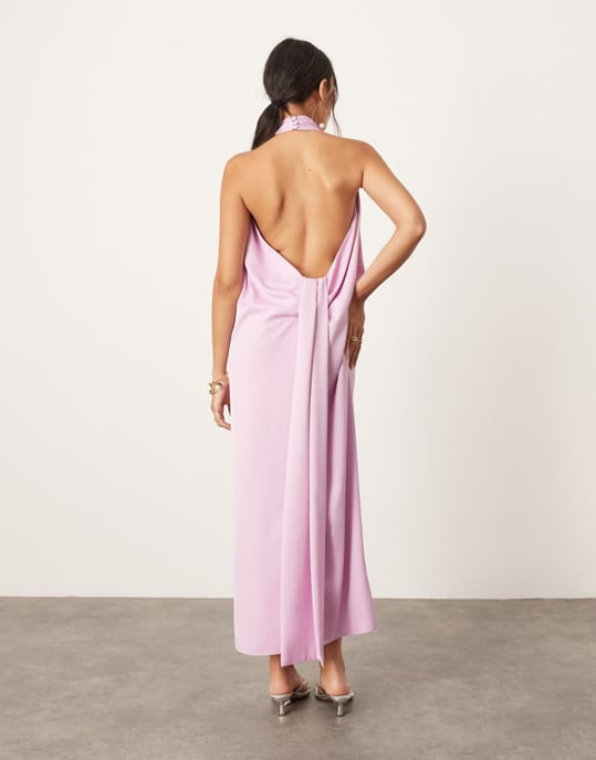 ASOS EDITION halterneck midiklänning med draperingsdetalj i lila - Image 4