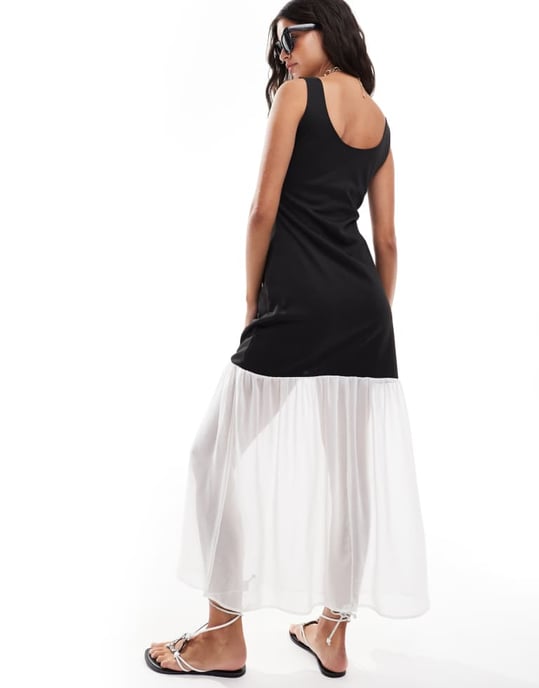 ASOS DESIGN ärmlös klänning med rundad rygg i ett lager midi-längd - Image 4