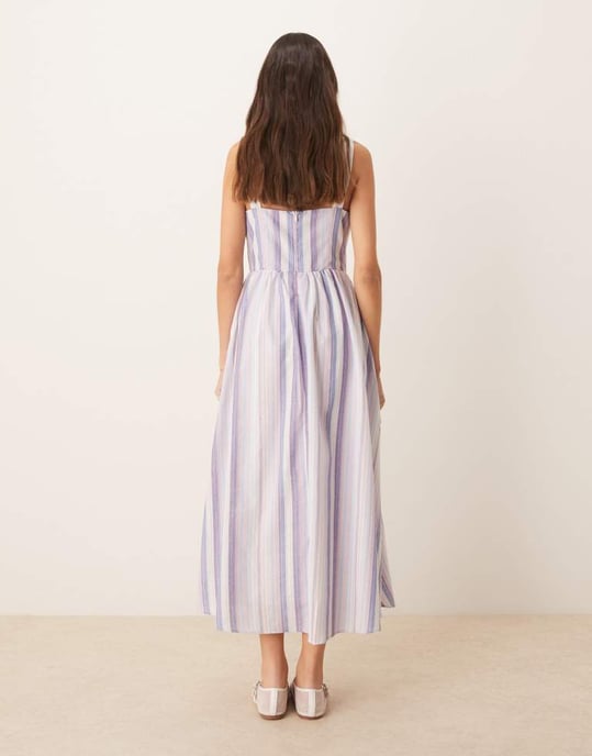 Glamorous bow front midi dress in pastel ric rac stripe - Image 4