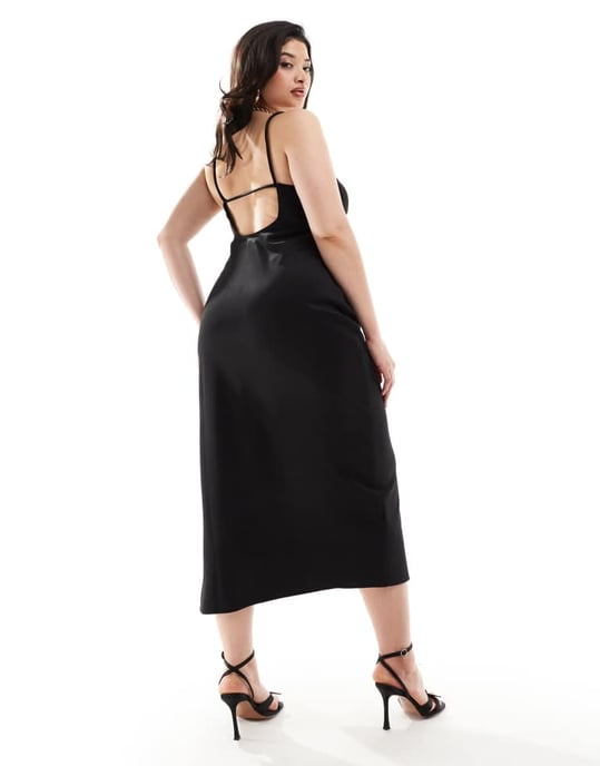 ASOS DESIGN Curve scuba bindning detalj midi klänning i svart - Image 2
