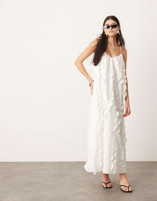 ASOS EDITION extrem cami trapezmaxikjol med cirklar i vitt - Image 1