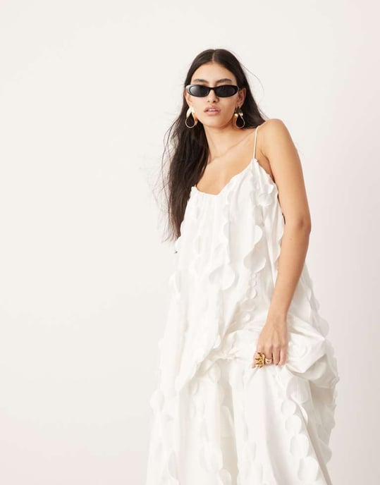 ASOS EDITION extrem cami trapezmaxikjol med cirklar i vitt - Image 2