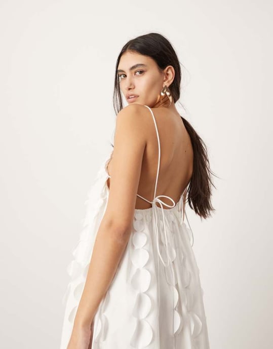 ASOS EDITION extrem cami trapezmaxikjol med cirklar i vitt - Image 3