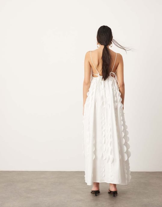 ASOS EDITION extrem cami trapezmaxikjol med cirklar i vitt - Image 4