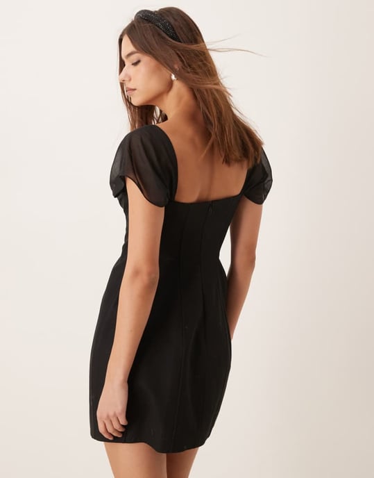ASOS DESIGN kjolklänning med chiffongband i svart - Image 4