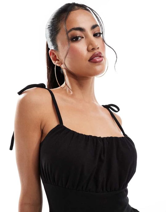 ASOS DESIGN jersey poplin mini bubbleklänning i svart - Image 4