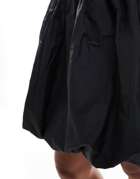 ASOS DESIGN strukturerad klänning med rundad halsringning och bubbelsöm i svart - Image 3