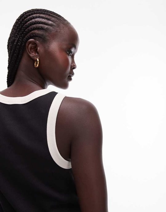 Topshop racer mini-klänning med kontrastkant i svart och vitt - Image 2