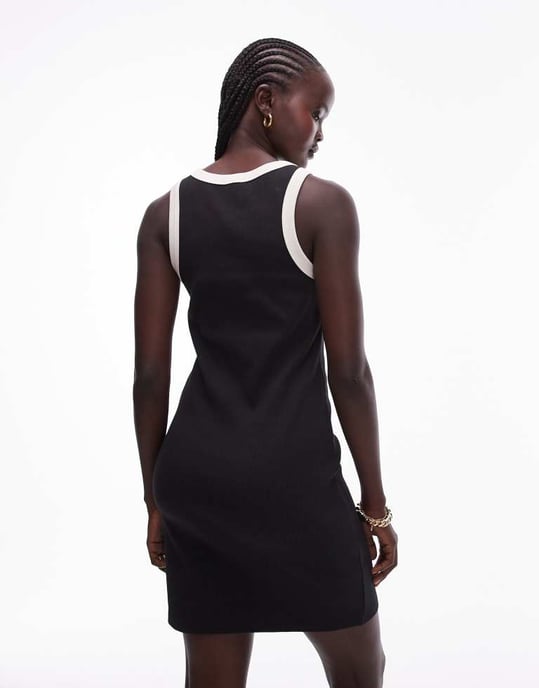Topshop racer mini-klänning med kontrastkant i svart och vitt - Image 4