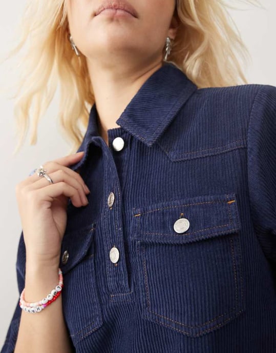 Reclaimed Vintage cord mini dress in blue - Image 3