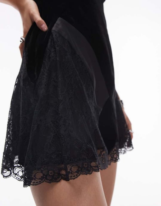 Topshop strappy velvet mix mini dress - Image 4