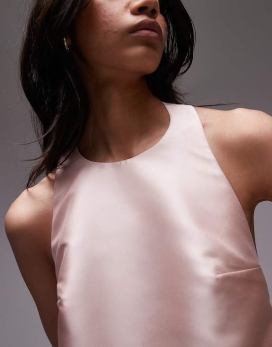 Topshop halter neck mini dress in structured pink blush - Image 4