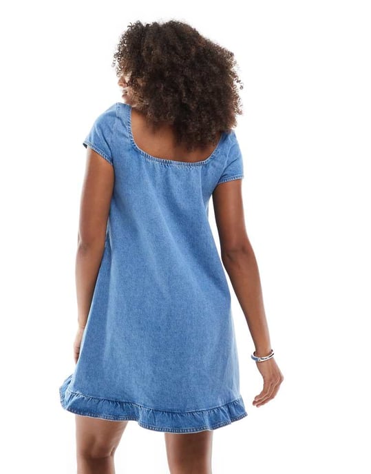 Miss Selfridge tie front denim mini dress - Image 4