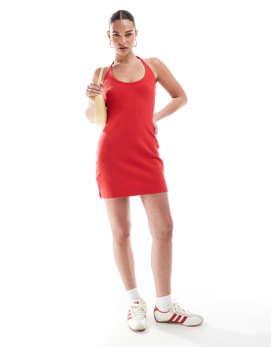 Cotton On Halter scoop mini dress in red - Image 4