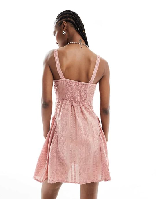 ASOS DESIGN tvättad mini slip klänning med banddetalj i tvättad rosa - Image 2