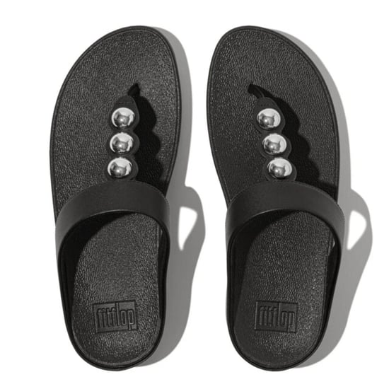 FitFlop Fino mirror-dome leather toe-post sandals - Image 3