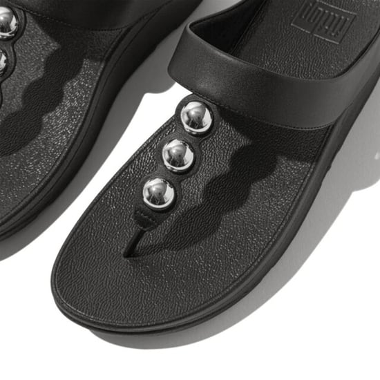 FitFlop Fino mirror-dome leather toe-post sandals - Image 5