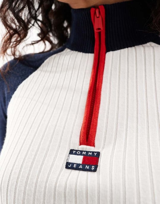 Tommy Jeans rib colour block mini dress in multi - CREAM - Image 2