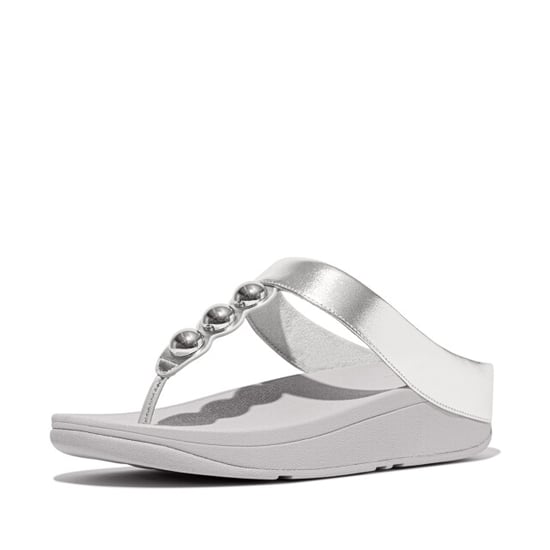 FitFlop Fino mirror-dome metallic-leather toe-post sandals - Image 1
