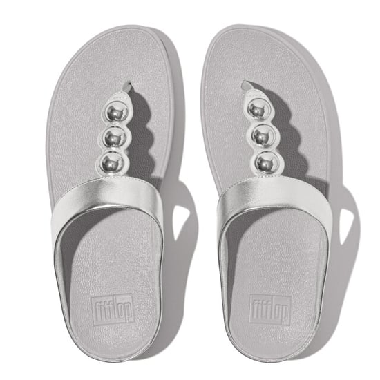 FitFlop Fino mirror-dome metallic-leather toe-post sandals - Image 2