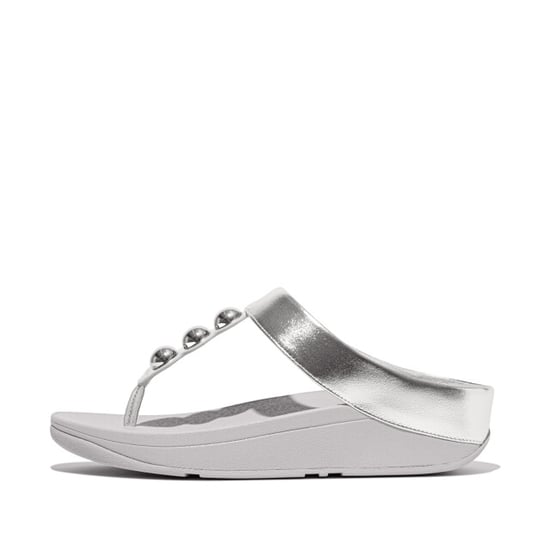 FitFlop Fino mirror-dome metallic-leather toe-post sandals - Image 3