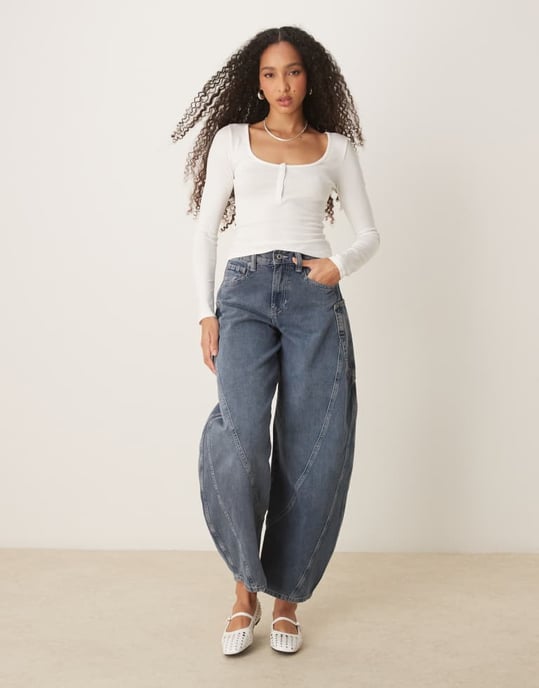 Gina Tricot jersey long sleeve with concealed front button detail in off white - Image 2