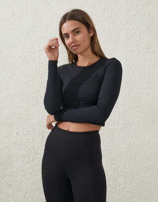 Cotton On Ultra soft fitted long sleeve top in black - Image 1